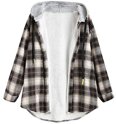 Hemdjacke Damen Kariert Gefüttert Karohemd GroßE GrößEn Plaid Große Größen Outwear Kariertehemd Oberteil Locker Button-down Elegant Langarmshirt Hemd Langarm Freizeit Herbst Flanell Jacke Tunika Tops
