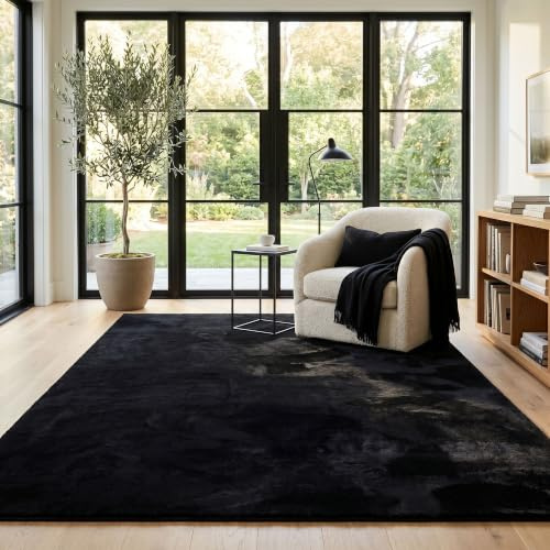 Pergamon Luxus Super Soft Kunstfell Teppich Pearl Einfarbig – Wohnzimmer, Rund & Eckig