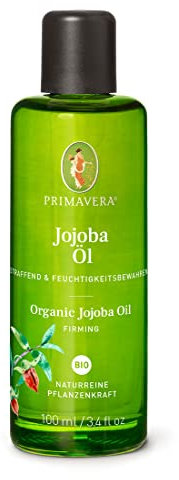 PRIMAVERA Pflegeöl Jojobaöl bio 100 ml – naturreine Pflanzenkraft – Glasflasche – Aromaöl, Körperöl, Naturkosmetik – hautstraffend, festigend, fördert die Elastizität – vegan