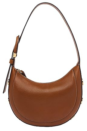 Fossil Harwell - Borsetta da donna in pelle a mezzaluna, Marrone medio., Taglia unica