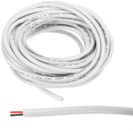 QUARKZMAN 26AWG Elettrico Filo 2 Conduttori UL2464 LED Alimentazione Illuminazione Cavo Stagnato Rame 9.8Ft Bassa Tensione PVC Custodia Prolunga Cavo Bianco per LED Lampade Illuminazione