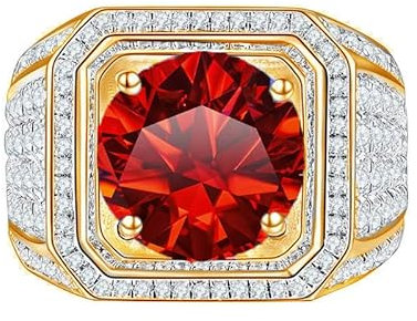 WAHZAUS Moissanite Ehering für Herren, 2 Karat, Rundschliff, Farbe D, Farbe VVS1, Blau/Gelb/Grün, Diamantringe für Herren, Moissanit, Jahrestag, Verlobung, Versprechen, Ringe mit Zertifikat, 8,