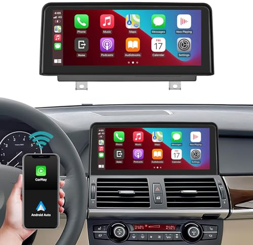 Ninetom 10,25 Zoll Touchscreen-Autoradio für BMW X5/X6 E70 E71 2007–2010 mit CCC-System, unterstützt Apple Carplay/Android Auto/Mirrorlink/GPS-Navigation, Upgrade des Auto-Stereo-Displays