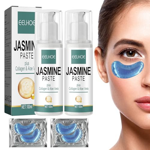 2 Pac Ungüento De Jazmín 100ml Pomada De Jazmín Para Ojeras Eye Repair Cream Viene Con 2 Almohadillas Para Ojos Se Utiliza Para Eliminar Bolsas De Ojos Y Ojeras