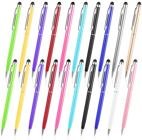 20 STK Kugelschreiber mit Touchpen für Handy und Tablet Geräte, 2 in 1 | Universeller Handystift kompatibel mit iPad, iPhone, Samsung‑Smartphones sowie allen gängigen Touchscreen‑Geräten