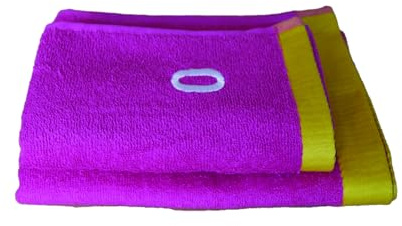 zer0bed Bath Towels, Bath Towels, Face and Bidet, Sports Towel, Pool or Plestra Towel, Plain Colour with Contrast Edge, 100% Cotton, Set of 2, Fuchsia