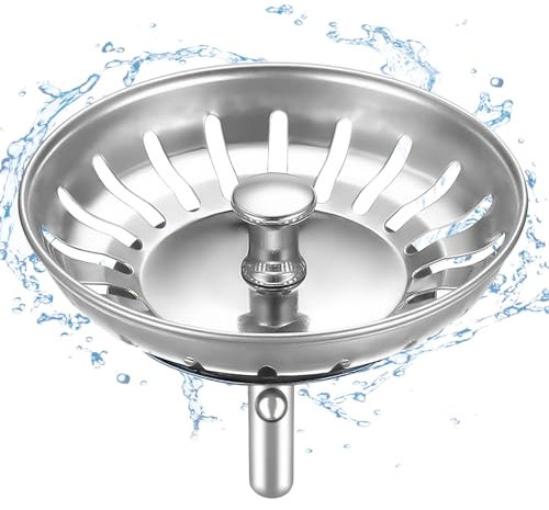 HUAERSICO Tappo lavello cucina 80 mm - Tappo lavandino cucina con filtro funzione - Tappi lavandino cucina (2 Guarnizione in gomma）