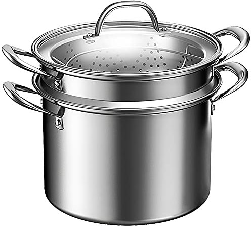 JKJZSALJ Vaporiera/Pentola per Zuppa in Acciaio Inossidabile 304 Vaporiera per Uso Domestico Addensato Tipo Pull Cottura Pentola Integrata Fornello A Induzione 26Cm