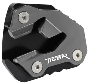 KDHUCS Motorrad-Seitenständer Pad Ständer Seitenständer Unterstützung Vergrößern Verlängerungsplatte Pad Für Tr&iumph Für Tiger 800 XC 2010-2014 800 XCX XCa XR XRx XRt 2015-2021(Tiger-Logo Titanium)