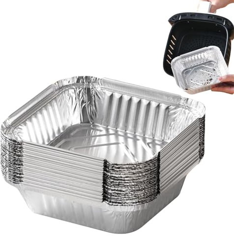 Scatola in alluminio stagnola – 20 teglie da forno | teglie rettangolari in alluminio | Teglie da estrarre | 23 x 23 x 4 cm | Teglie rettangolari in alluminio per cottura, grigliare, cucinare
