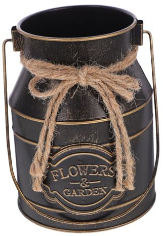 Yardenfun Vintage Milk Can Planter Pot Handle Rustic Iron Flower Bucket for Home Decor