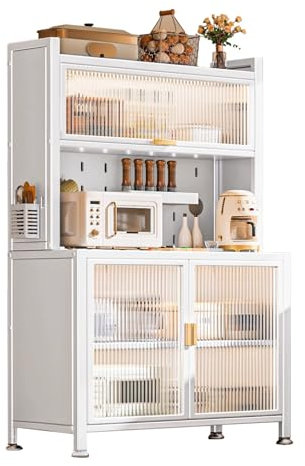 LKPMGOA Küchenschrank mit Arbeitsplatte, Hochschrank Küchenbuffet Buffetschrank, Esszimmerschrank, Große Lagerkapazität(White,60cm)