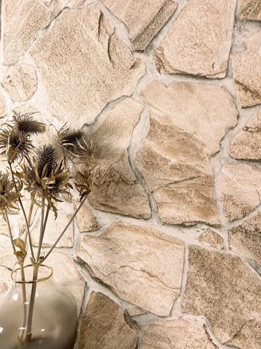 NEWROOM Tapete Beige Vliestapete Stein - Steintapete Modern Creme Weiß Ziegelstein Klinker Steinoptik 3D Optik Backstein Steinmauer inkl. Tapezier-Ratgeber