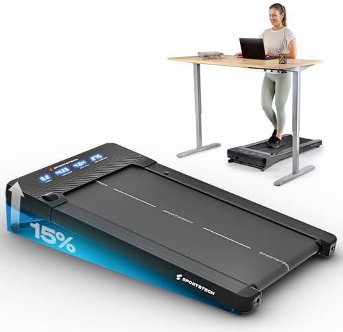 Sportstech, Walking Pad klappbar für Homeoffice + 180 kg belastbar sPad | Laufband für Zuhause mit Bluetooth und automatischer Steigung, platzsparend & geräuscharm für Büro, Wohnung und Fitnessraum