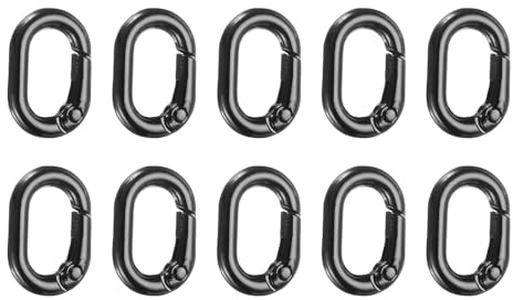 sourcing map 10 clip ovali a molla in metallo, 2,3 cm, anello portachiavi a molla, fibbia, accessori per borse, bagagli, borse, hardware, portachiavi, artigianato fai da te, nero