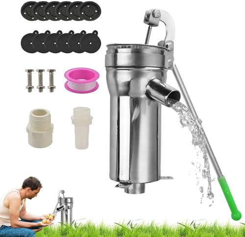 - Bomba de mano, bomba manual para pozos - Bomba de agua de pozo de acero inoxidable - Bomba de mano para pozos profundos, bomba de agua subterránea para el jardín de casa
