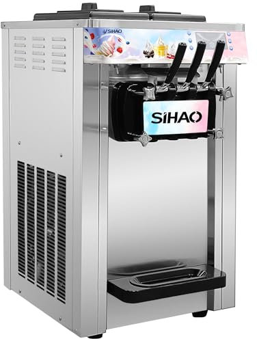 Furvveerr Macchina del Gelato Commerciale 1400W Macchine per Yogurt Gelati S20AB 18L Professionale Ice Cream Maker 20L/H Schermo a Colori Gelatiera da Banco a 3 Gusti per Snack Bar Ristorante