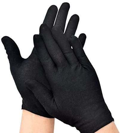 NOLITOY 12paare Baumwoll Arbeitsschutzhandschuhe Bequeme Arbeitshandschuhe Handschutz Fäustling Schwarz Dünn