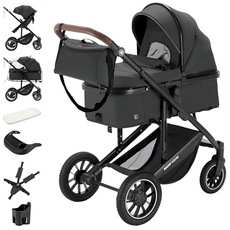 Daliya® FLEXI-PRO M 2in1 Kinderwagen & Buggy (Dunkelgrau)