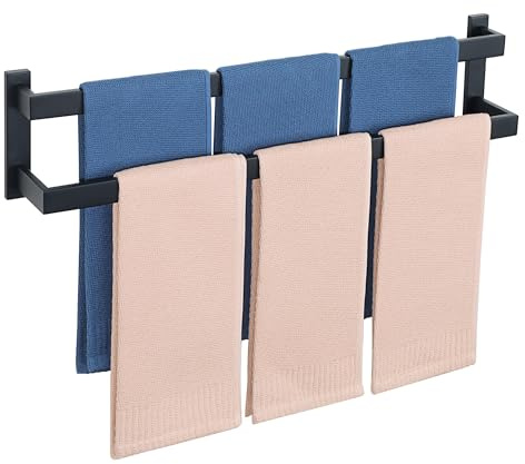 SAYAYO Handtuchhalter Schwarz 70cm Doppelt Handtuchstange Edelstahl | Multilayer Gästehandtuchhalter Wandmontage Badetuchhalter für Badezimmer und Küche