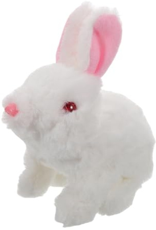 Milisten Electric Walking Bunny Toy for Boys and Girls Plush Rabbit Light-up Eyes Interactive Electronic Pet Stuffed Animal Rabbit Toy