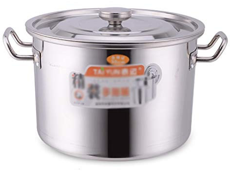 GXXINGIN Suppentopf, Catering Commercial verdickter Suppentopf aus Edelstahl 304 mit Deckel für Gasherd/Induktionsherd (8-92 l) Suppentopf (Größe: 20 l)