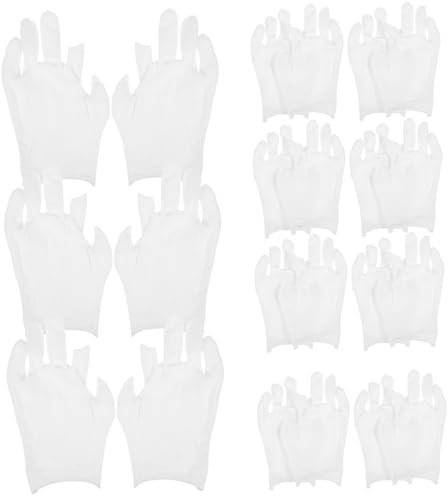 Ipetboom 12Paare Feuchtigkeitsspendende Weiße Baumwollhandschuhe Atmungsaktive Nachthandschuhe für Trockene Hände Arbeitshandschuhe für Damen und Herren für Formelle Anlässe