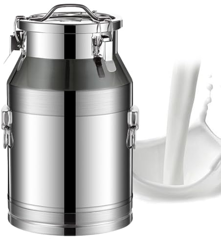 Adima 304 Secchio Bricco per latte in acciaio inox Con Coperchio Sigillato E Maniglia Singola Contenitore da Trasporto in Acciaio Inossidabile per latte e vino liquido,58L