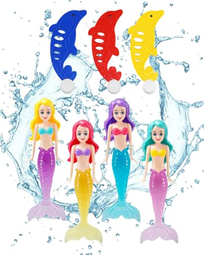 JUKOTA 7-teiliges Wasserspielzeug für Kinder, 7-teiliges Poolspielzeug, Pool-Tauchspielzeug, Sommer-Poolparty-Geschenke für Jungen und Mädchen
