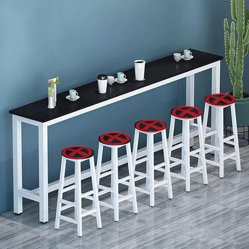 Tavolo da bar per la colazione, con telaio in acciaio industriale, stile rustico, per cucina, a isola, salvaspazio, per esterni, giardino e pub, piano di lavoro lungo con radiatore (noce chiaro)