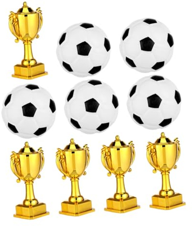 GALPADA 5 Sets Mini Gold Award Trophy Cups Plastic Mini Soccer Trophies for Football Cake Decoration and Sports Party Table Decor Compact Lightweight Design for Birthday Cake Toppers and