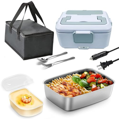Boîte À Lunch Chauffante, Chauffe-plat for Voiture, Boîte À Lunch Chauffante 2,5 L for Hommes, Chauffe-plat Portable for Voiture/camion/bureau, 12 V/24 V/110 V/220 V(Gray)