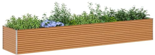 vidaXL Jardinière surélevée 485 x 100 x 68 cm Acier galvanisé, Jardin et Terrasse, Bac à Plantes Métallique, Lit Élevé Extérieur, Solutions pour Espaces Urbains, Design Durable