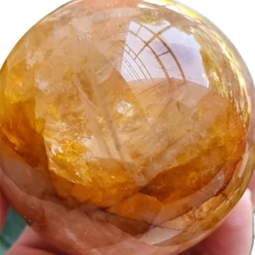 IDUTQUMW 1 pièce 610-700 g Statue en orbite de boule cristal hématoïde feu guérisseur doré