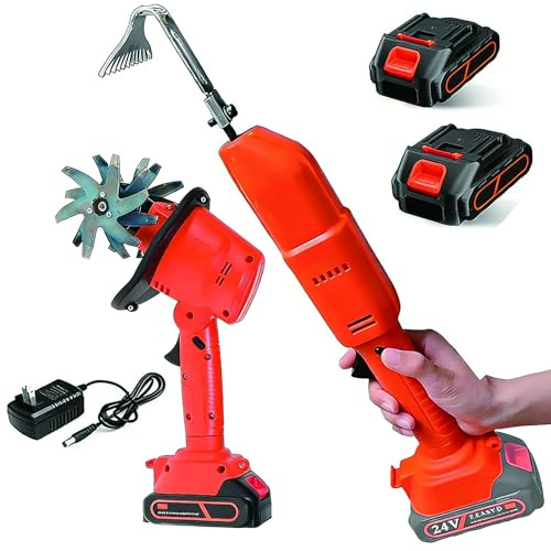 Mini Houe Électrique & Motoculteur sans Fil – Rotavator De Jardin Manuel 21V avec 2 Batteries 1,5Ah, Aérateur De Sol Léger pour Désherbage, Tranchée Et Plates-Bandes