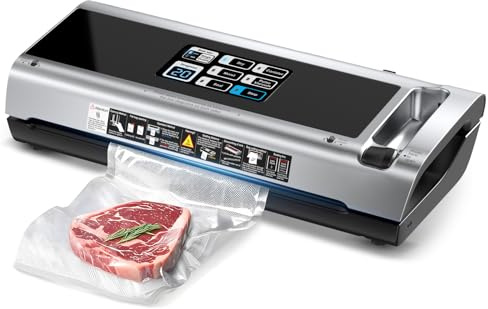 90KPa Powerful Vacuum Sealer Machine for Food Storage, Portable & Vertical Design, One-Touch Open Lid, Detachable for Easy Cleaning, Compatible with Freezer Bags