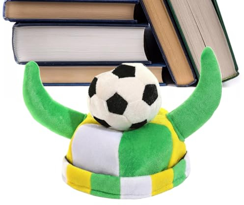 Sombrero con forma de balón de fútbol – con cuernos de aficionados al fútbol, sombrero de fútbol americano para accesorio fotográfico, para adultos, hombres, mujeres, niños, juegos de rol