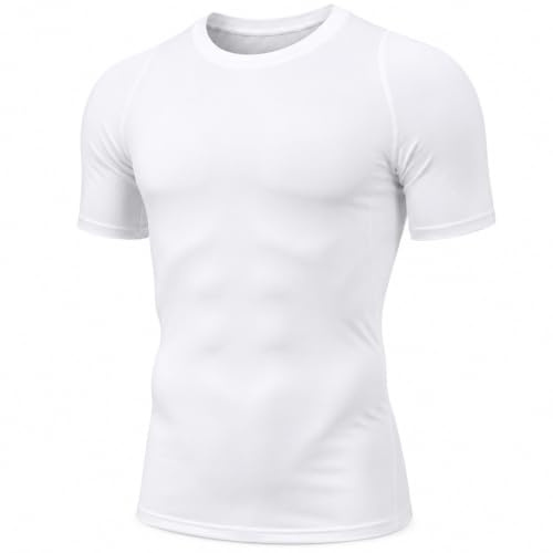 T-Shirt de Compression Homme Manches Courtes, Maillot Sport Respirant Séchage Rapide, Haut Baselayer Fitness Running