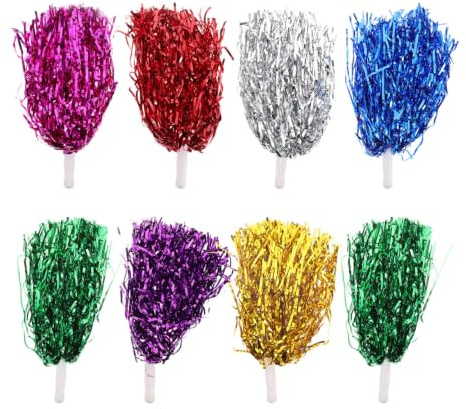 TOYANDONA Pompons de Cheerleading Légers en PE Accessoires pour Équipes de Pom-Pom avec Poignée, Lot de 8 Pièces Couleur Aléatoire Lors de Compétitions Scolaires et