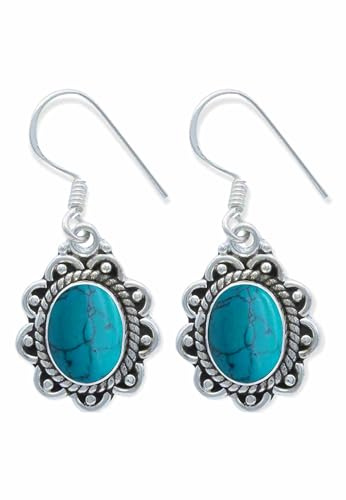 Ohrringe 925 Silber Türkis Edelstein Ohrhänger echt Silber Damen Sterling Silber Hänger Geschenk (MOH-113-15)