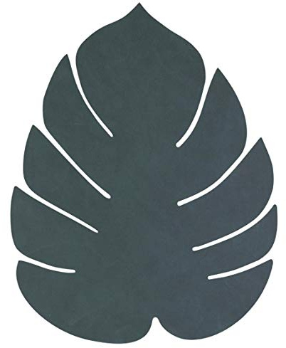 Lind DNA Tischset Monstera Recyceltes Leder Nupo Dunkelgrün, Maße: 26cm x 22cm, 989959