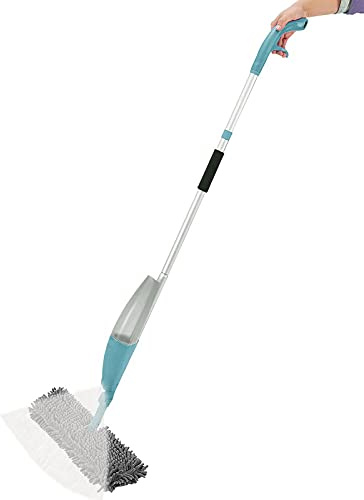 AMOS Extendable Spray Cleaner with Refillable Water Tank & 2 Washable Microfiber Pads – Wet & Dry Floor Cleaning for Hardwood, Laminate, Tile, Vinyl & Stone