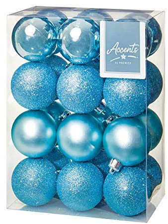 Widdle Wonderland Juego de 24 Bolas de Navidad irrompibles de 60 mm, Color Azul Hielo 8484, 0631384253739