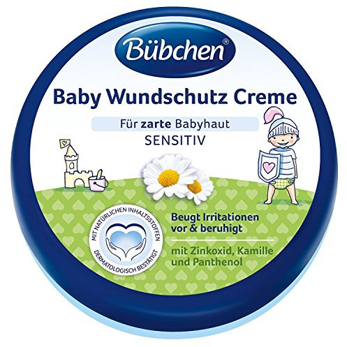 Bübchen Baby Wundschutz Creme, sensitive Wundheilsalbe, Wund- und Heilsalbe für zarte Babyhaut, mit Zinkoxid, Kamille und Panthenol, Menge: 1 x 150 ml