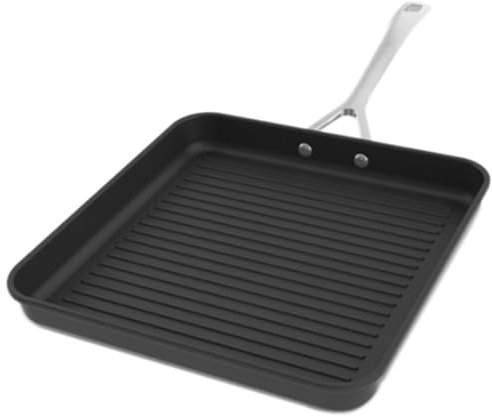 LE CREUSET Aluminium-Antihaft Grillpfanne, 28 cm, Mit Rillen, PFOA-frei, Für alle Herdarten inkl. Induktion geeignet, Anthrazit/Silber 52102280010202