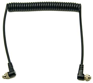 PROtastic Blitz-Synchronisationskabel: Stecker PC auf Stecker, Spiralkabel, 30 cm – 100 cm lang.