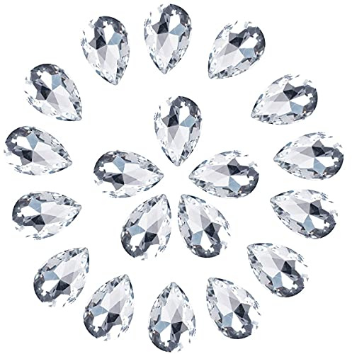 C&Z Piedras preciosas de cristal con forma de lágrima grandes para manualidades, joyería, zapatos, vestidos, cuentas de cristal facetado, 20 x 30 mm, 36 unidades, transparentes