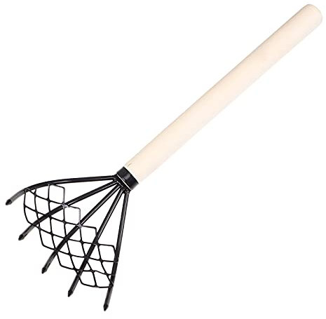 YARNOW F?cherbesen mit Holzgriff Garten Laubbesen Meeresfrüchte Handrechen Gartenrechen Kleinrechen Laubharke Gartenwerkzeug für Gartenverpflanzung Gartenarbeit Blument? Erde Greifer