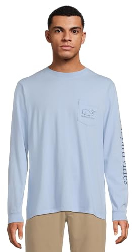 Vineyard Vines Men's Whale Pocket Vintage Long Sleeve T-Shirt, Jake Blue, XL