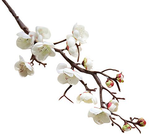 RNCOZE Ramo di fiori artificiali, ramoscello di ciliegio bianco, finto gambo di ciliegia, bouquet di ciliegie, spray floreale per decorazioni floreali, vasi, decorazioni da tavola, confezione da 10